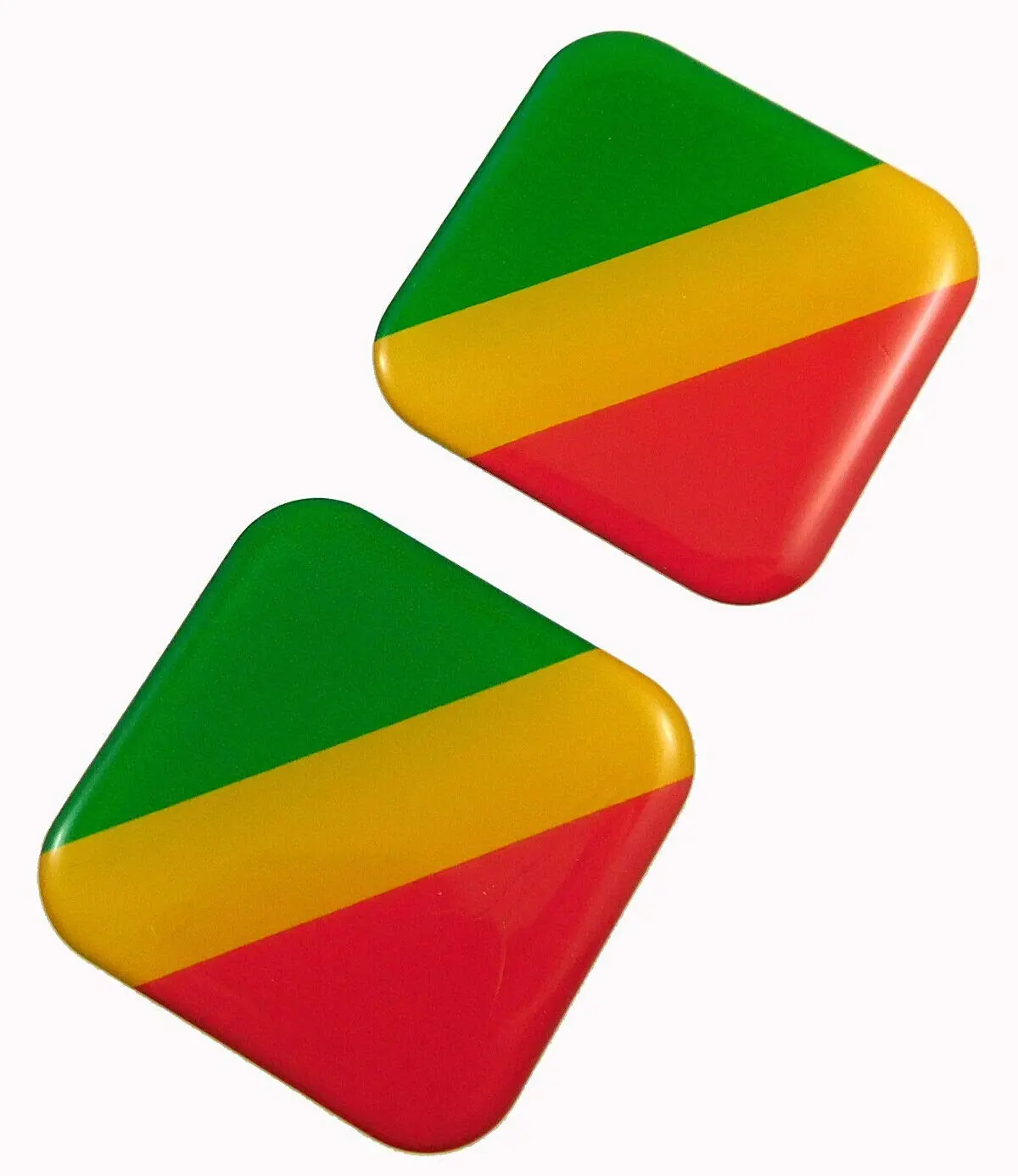 Congo Flag Square Domed Decal Emblem Car Bike Gel Stickers 1.5" 2Pc. 1