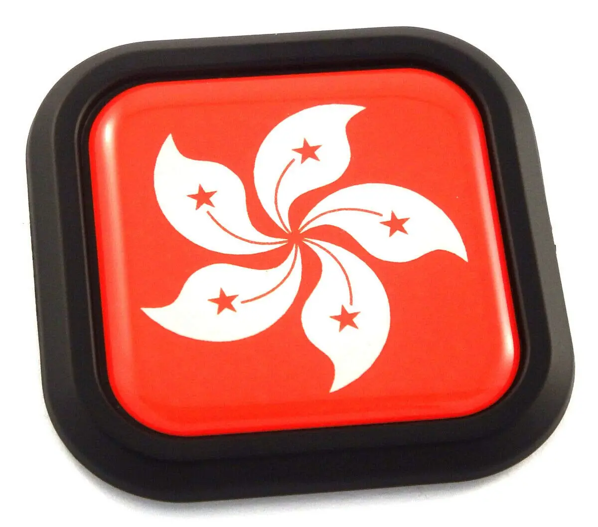 Hong Kong Flag Square Black Rim Emblem Car 3D Decal Badge Hood Bumper Sticker 2" 1