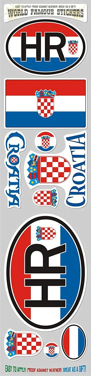 Croatia 10 Stickers Set Croatian Flag Decal Bumper Stiker Car Auto Bike Laptop 1