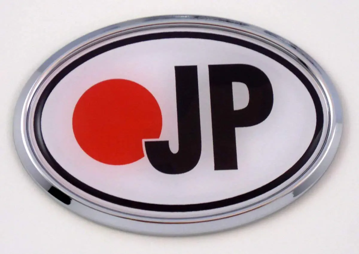 Japan Jp Flag Car Chrome Emblem Bumper Sticker Flag Decal Oval 1
