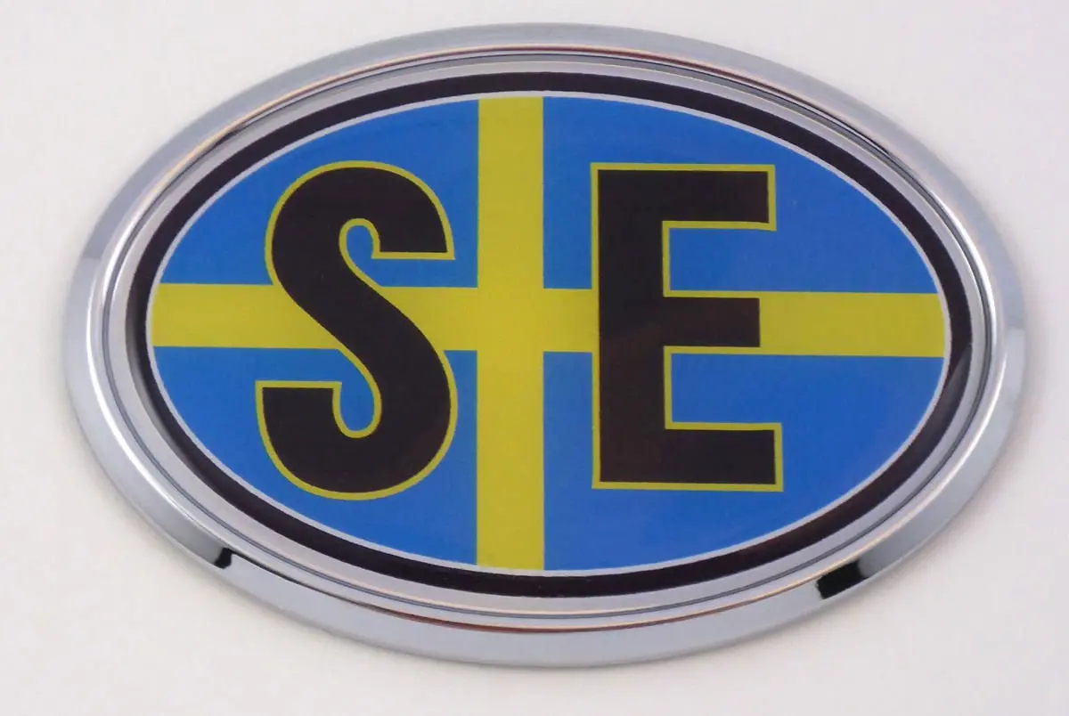 Sweden Se Swedish Car Chrome Emblem Bumper Sticker Flag Decal Oval 1