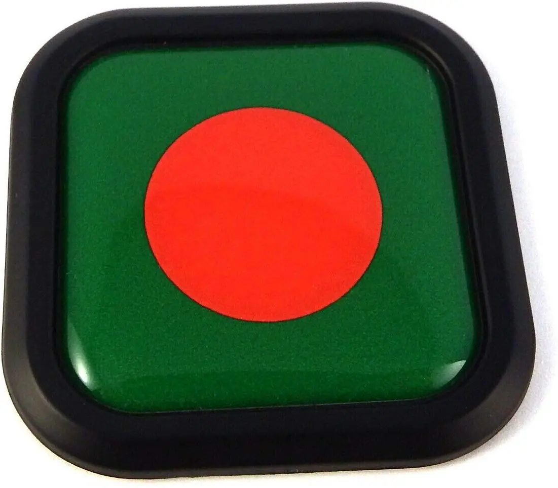 Bangladesh Flag Square Black Rim Emblem Car 3D Decal Badge Bumper Sticker 2" 1