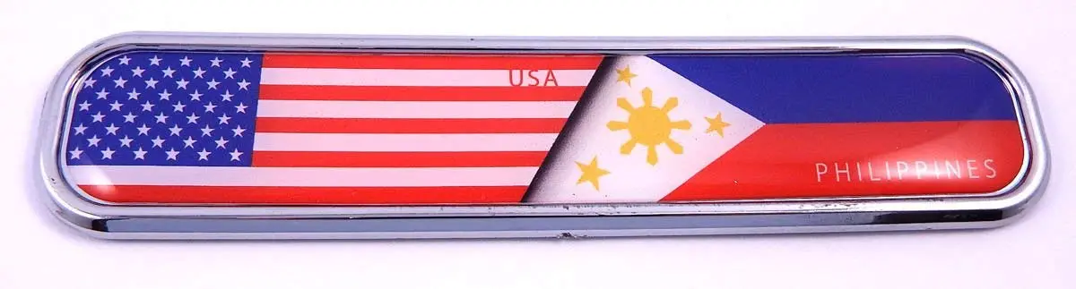 Usa/Philippines Flag Chrome Emblem 3D Auto Decal Sticker Car Bike Boat 5.3" 1