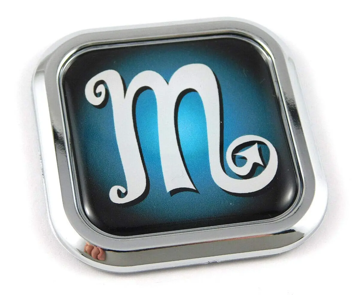 Scorpio Zodiac Square Chrome Rim Emblem Car 3D Decal Badge Bumper Sticker 2" 1