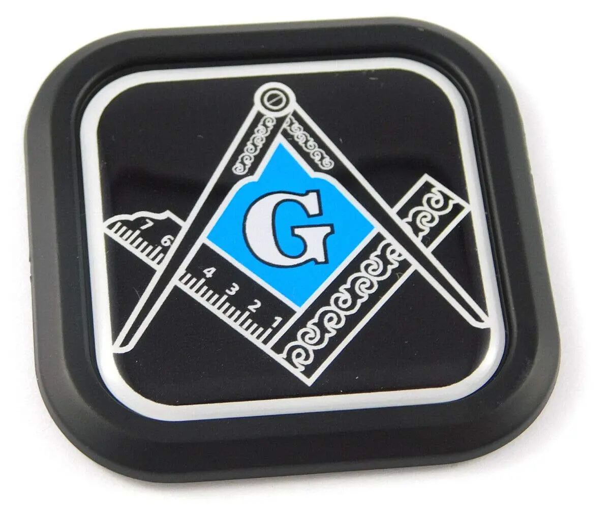 Mason Masonic Symbol Black Square Black Rim Emblem Car 3D Decal Badge Bumper 2" 1