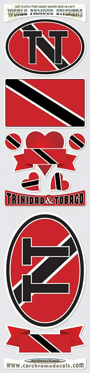 Trinidad And Tobago 10 Stickers Set Flag Decal Bumper Stiker Car Bike Laptop 1