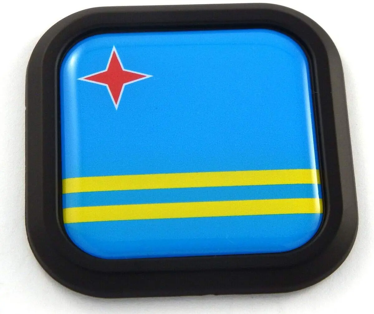Aruba Flag Square Black Rim Emblem Car 3D Decal Badge Hood Bumper Sticker 2" 1