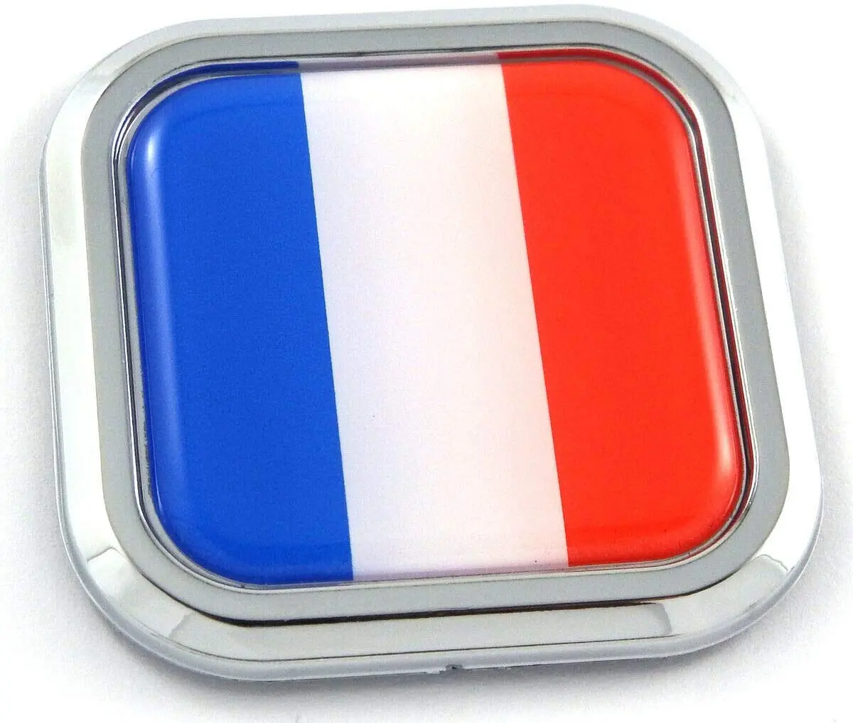 France Flag Square Chrome Rim Emblem Car 3D Decal Badge Hood Bumper Sticker 2" 1