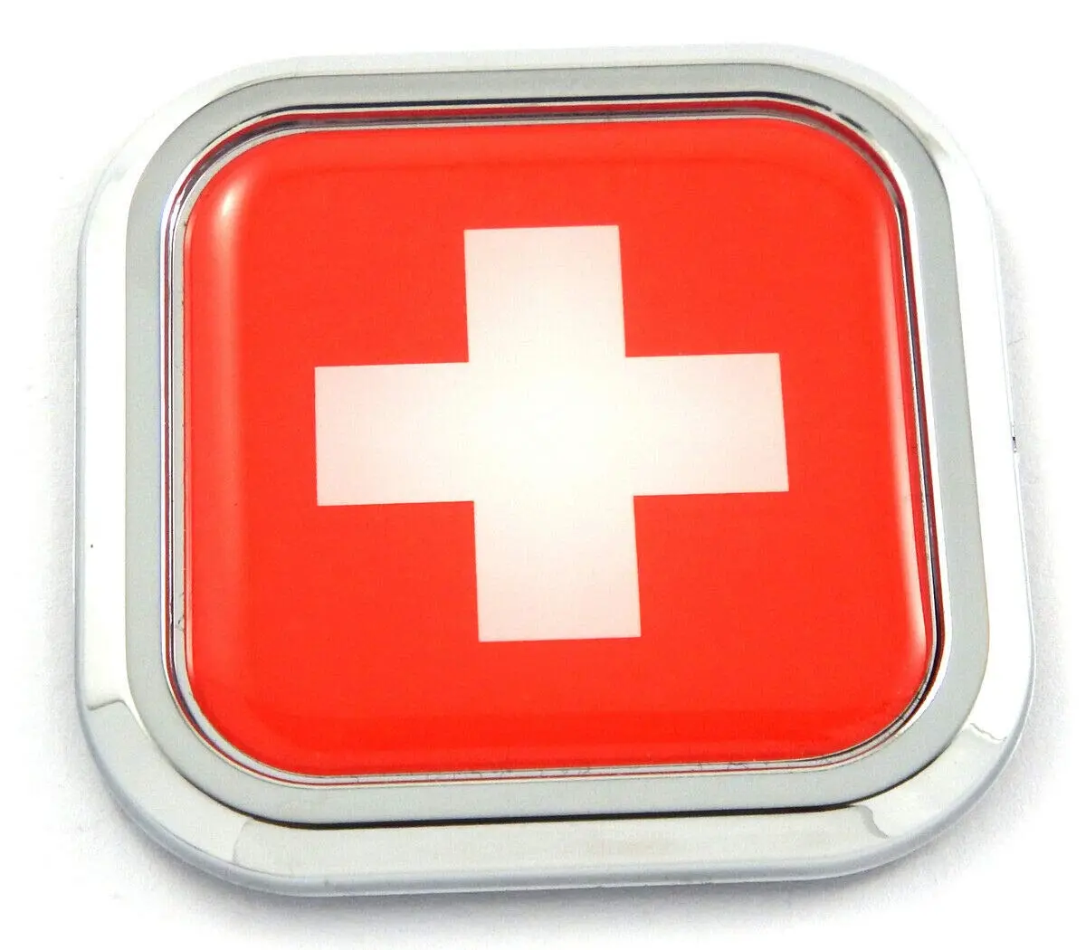Switzerland Swiss Flag Square Chrome Rim Emblem Car 3D Decal Badge Hood Bumper Sticker 2" 1