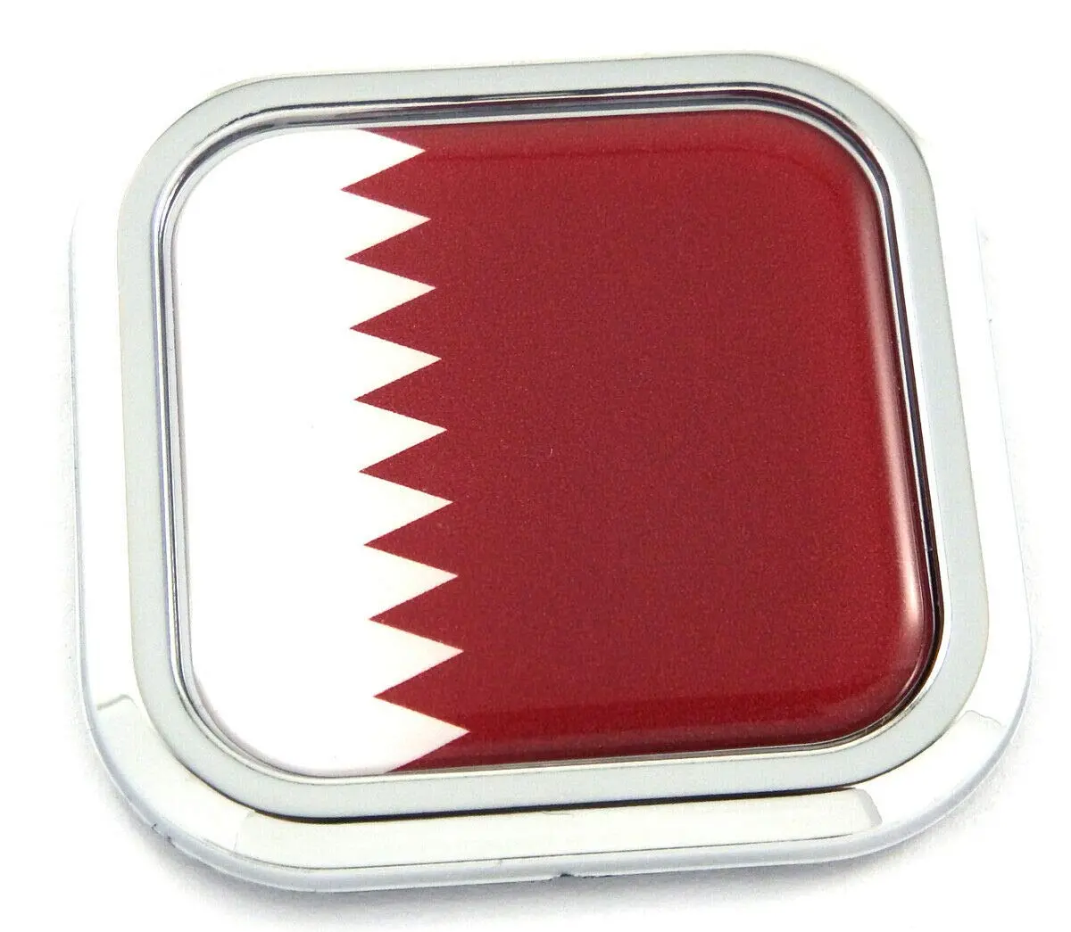 Qatar Flag Square Chrome Rim Emblem Car 3D Decal Badge Hood Bumper Sticker 2" 1