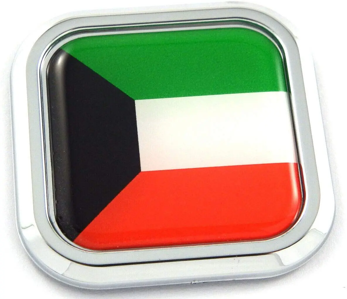 Kuwait Flag Square Chrome Rim Emblem Car 3D Decal Badge Hood Bumper Sticker 2" 1