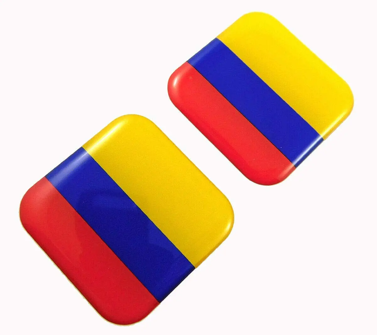 Colombia Flag Square Domed Decal Emblem Car Bike Gel Stickers 1.5" 2Pc. 1