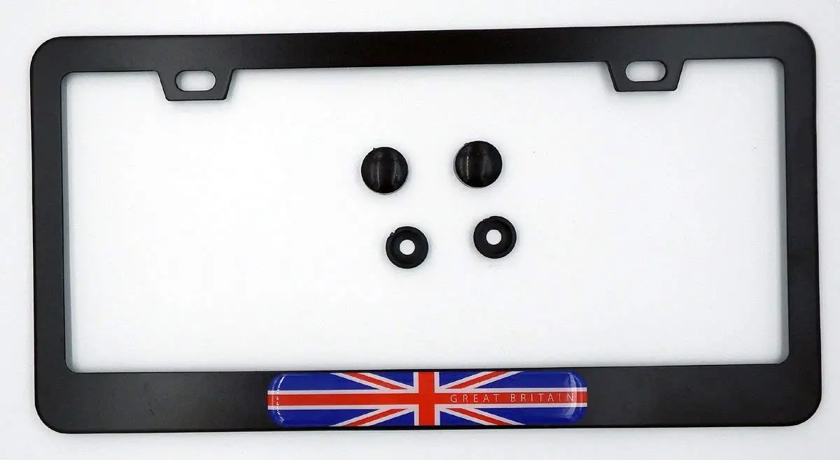 Great Britain British Flag Metal Black Aluminium Car License Plate Frame Holder 1