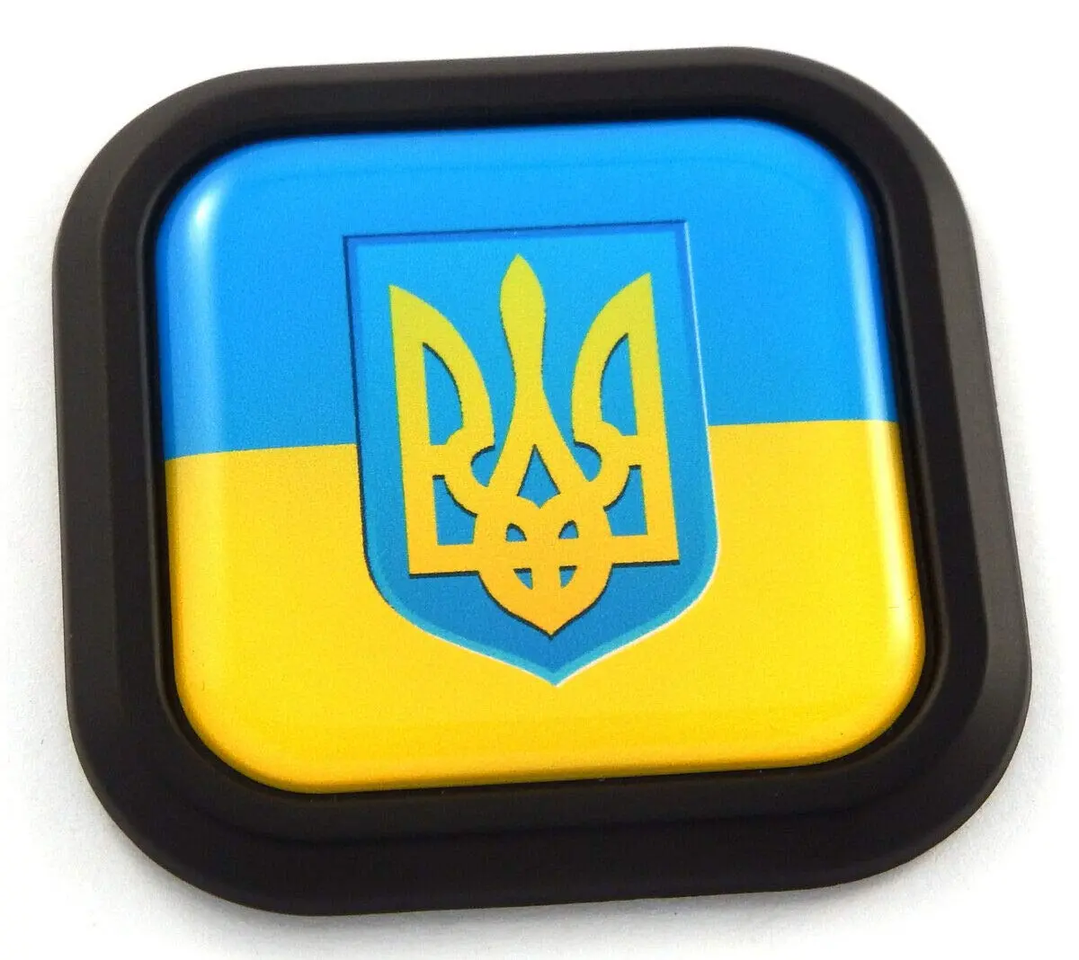 Ukraine Flag Square Black Rim Emblem Car 3D Decal Badge Hood Bumper Sticker 2" 1