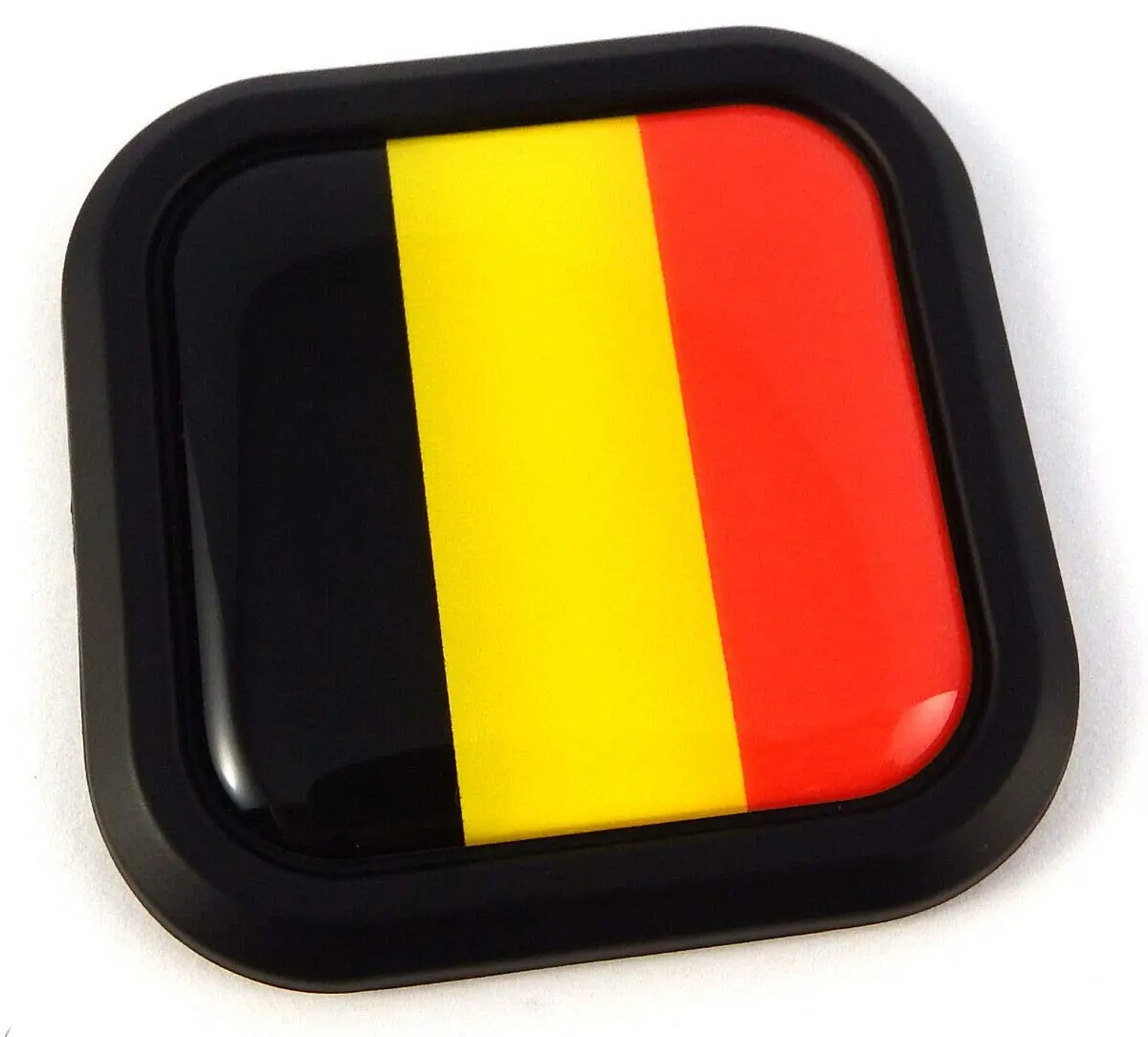 Belgium Flag Square Black Rim Emblem Car 3D Decal Badge Bumper Hood Sticker 2" 1
