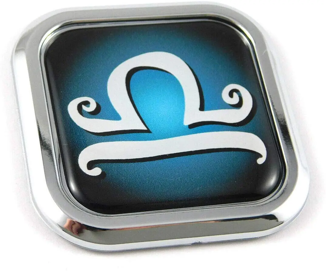 Libra Zodiac Square Chrome Rim Emblem Car 3D Decal Badge Bumper Sticker 2" 1
