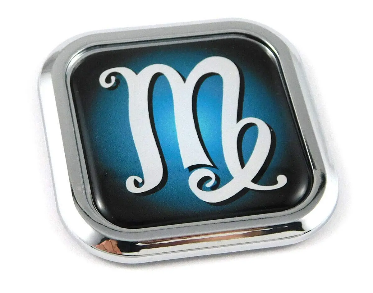 Virgo Zodiac Square Chrome Rim Emblem Car 3D Decal Badge Bumper Sticker 2" 1