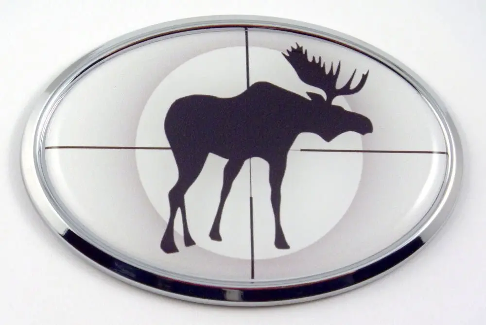 Moose Hunting Hunter With Target Elk Buck Car Chrome Emblem Decal Trunk Sticker 1