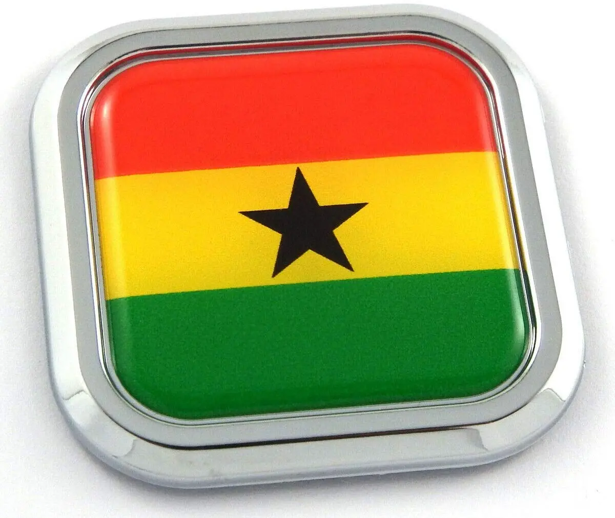 Ghana Flag Square Chrome Rim Emblem Car 3D Decal Badge Hood Bumper Sticker 2" 1