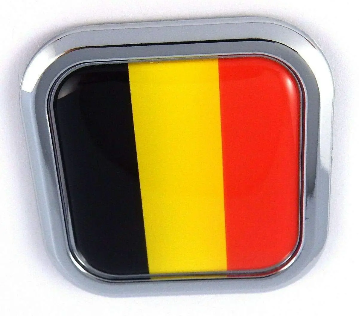 Belgium Flag Square Chrome Rim Emblem Car 3D Decal Badge Bumper Hood Sticker 2" 1