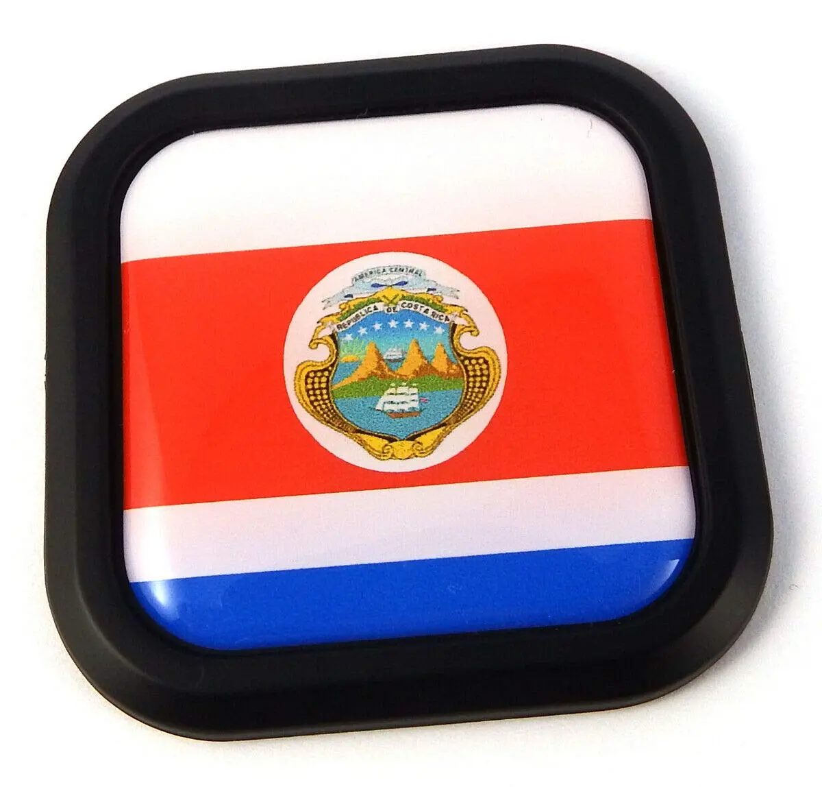 Costa Rica Flag Square Black Rim Emblem Car 3D Decal Badge Bumper Sticker 2" 1