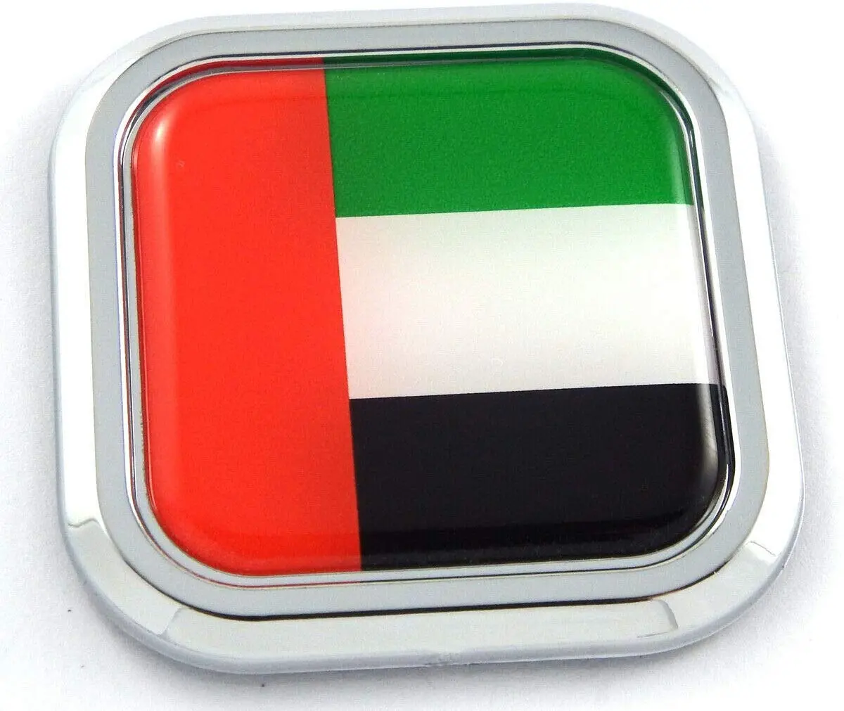 Uae Flag Square Chrome Rim Emblem Car 3D Decal Badge Hood Bumper Sticker 2" 1