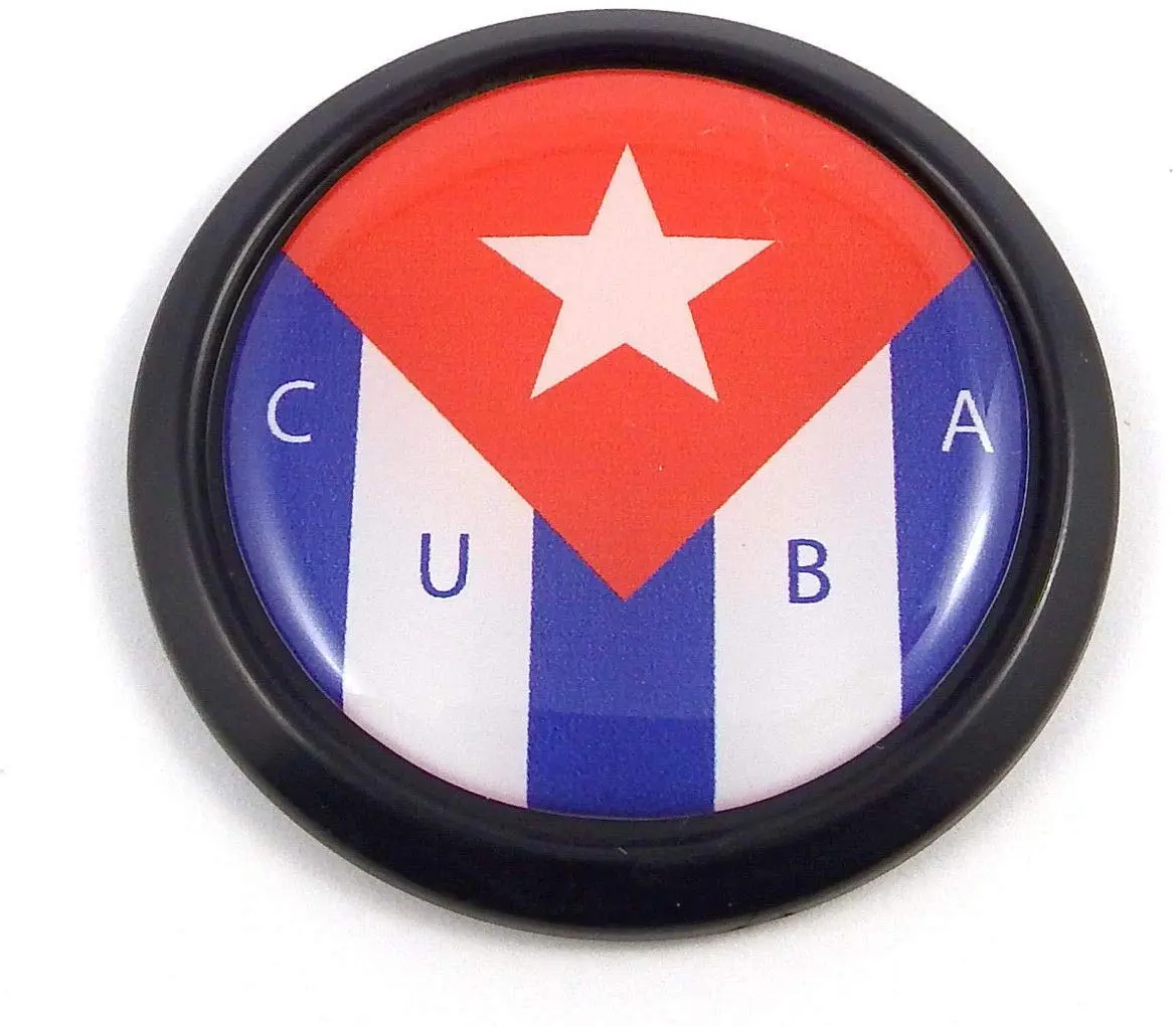 Cuba Cuban Black Round Flag Car Decal Emblem Bumper 3D Sticker 1.85" 1