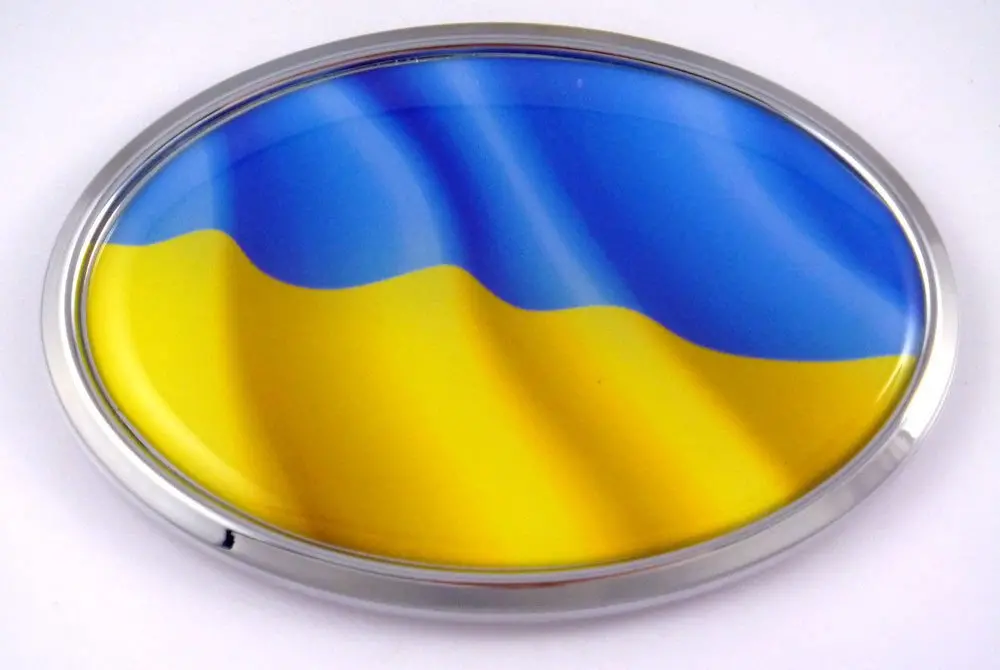 Ukraine Ukrainian Oval Car Chrome Emblem Decal Bumper Sticker Self Adhesive 1