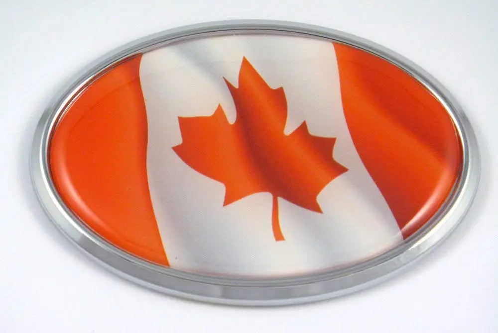 Canada Oval Decal Waving Flag Car Chrome Auto Emblem Bumper Sticker 1