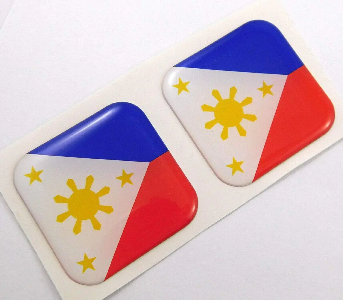 Philippines Philippine Flag Square Domed Decal Car Bike Gel Stickers 1.5" 2Pc 1