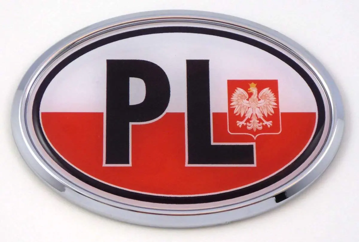 Poland Pl Polska Polish Flag Car Chrome Emblem Bumper Sticker Flag Decal Oval 1
