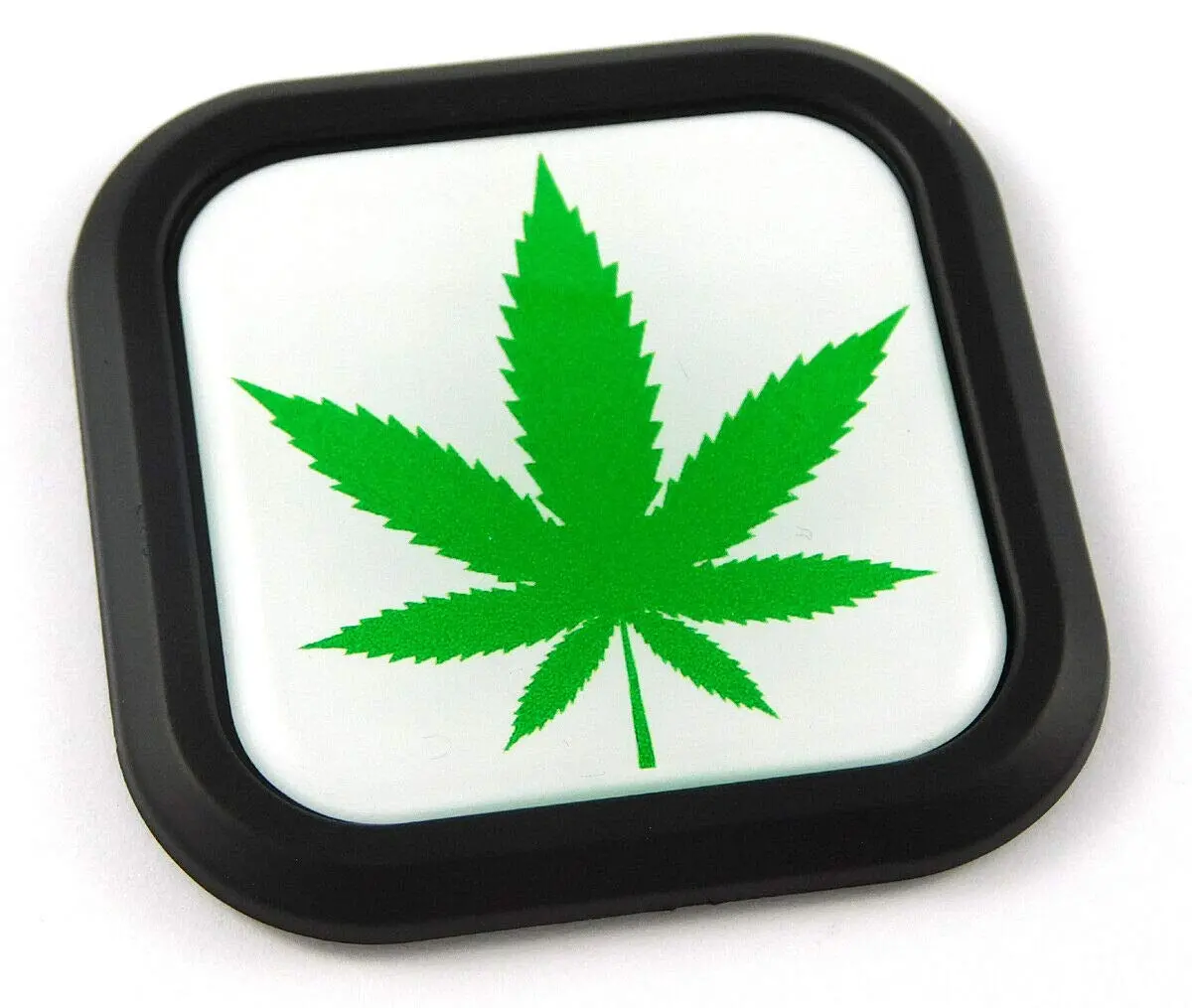 Weed Marijuana Square Black Rim Emblem Car 3D Decal Badge Bumper 2" 1