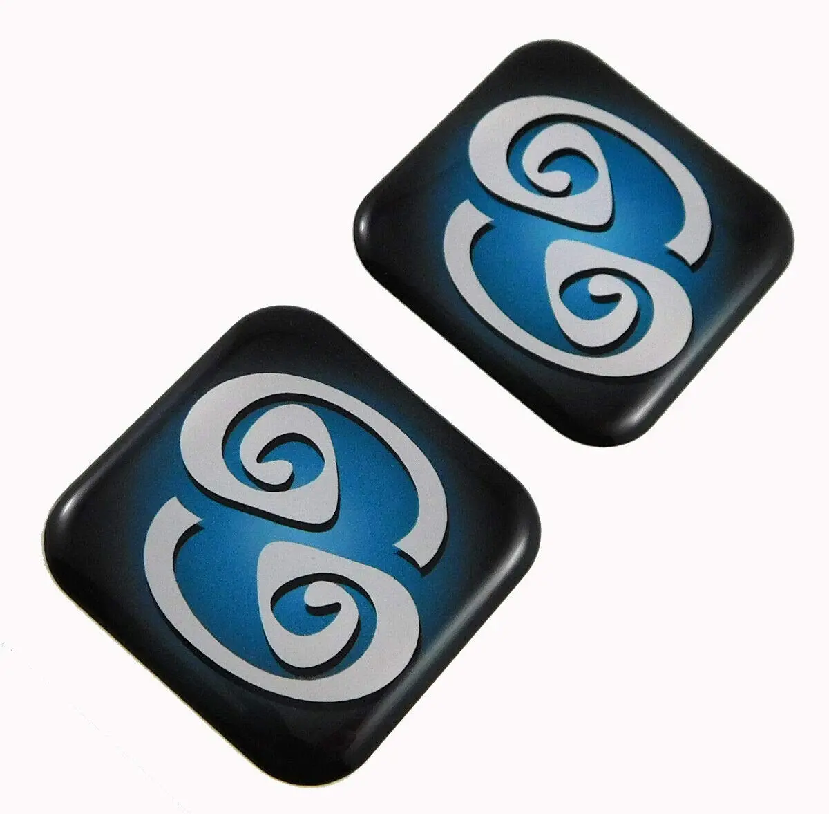 Cancer Zodiac, Square Domed Decal Emblem Car Biker Gel Stickers 1.5" 2Pc. 1