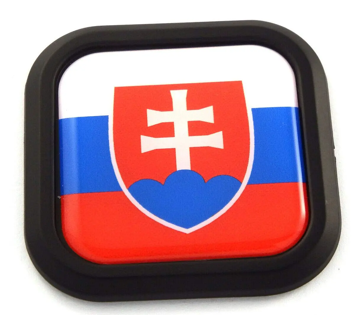 Slovakia Flag Square Black Rim Emblem Car 3D Decal Badge Hood Bumper Sticker 2" 1