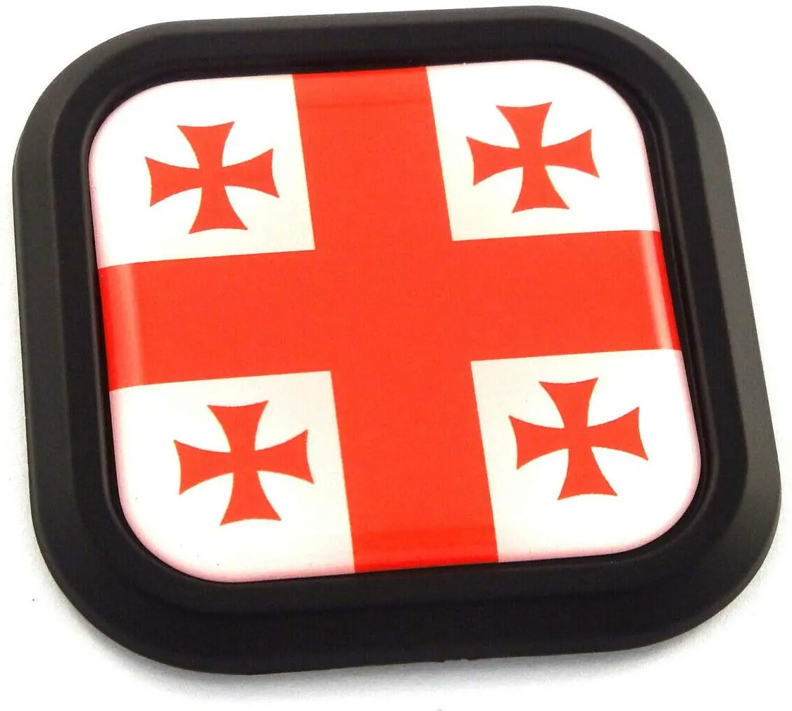 Georgia Flag Square Black Rim Emblem Car 3D Decal Badge Hood Bumper Sticker 2" 1