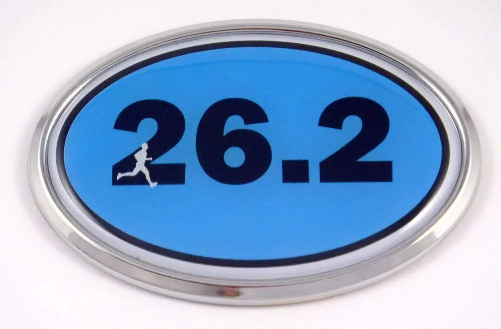 26.2 Marathon Runner Emblem Chrome Car Decal Blue Auto Dome Sticker Man Men Sport 1