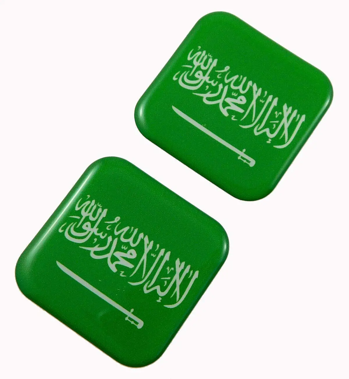 Saudi Arabia Flag Square Domed Decal Car Bike Gel Stickers 1.5" 2Pc 1