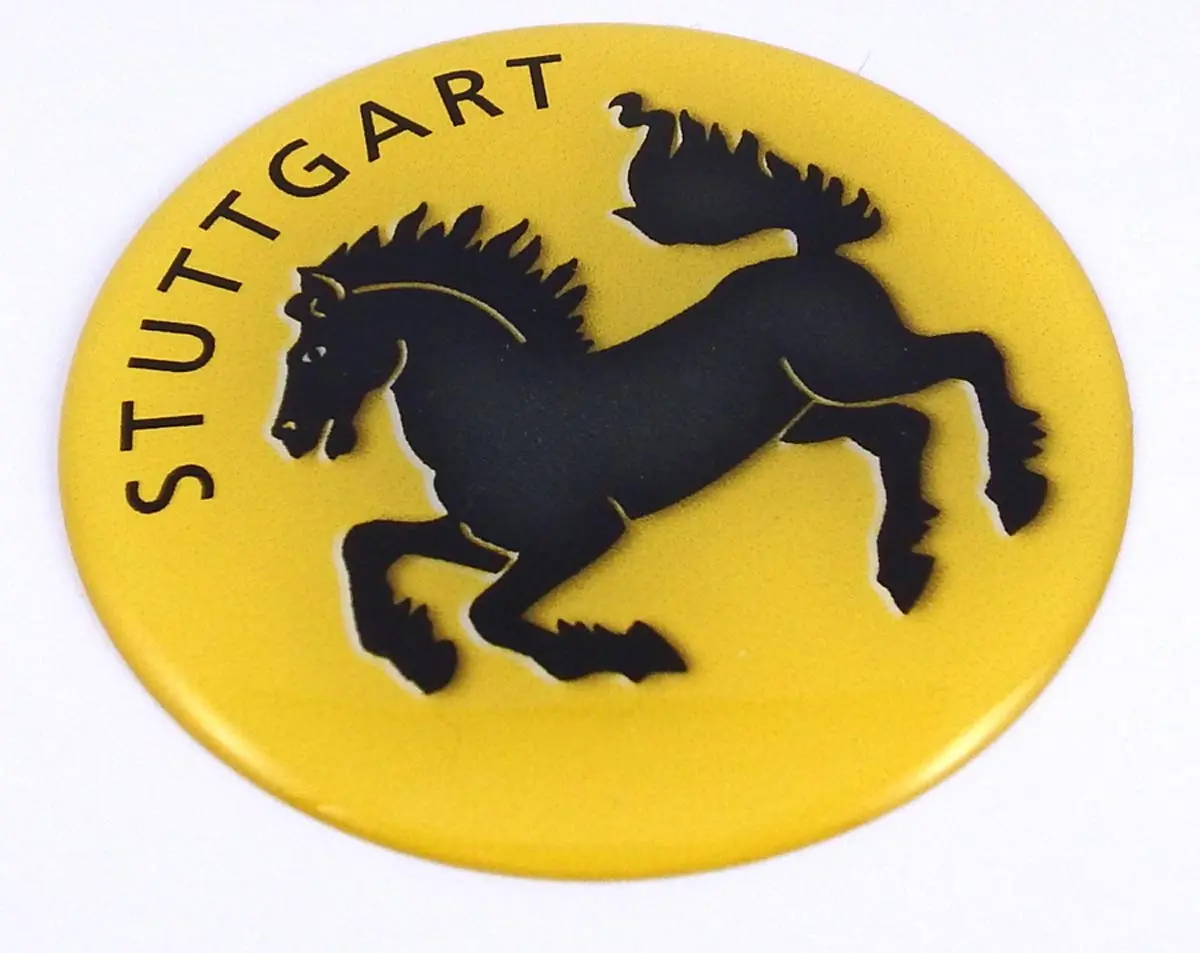 Stuttgart Flag Round Domed Decal Emblem Car Bike 3D Sticker 2.44" 1