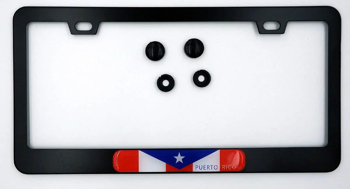 Puerto Rico Flag Metal Black Aluminium Car License Plate Frame Holder 1