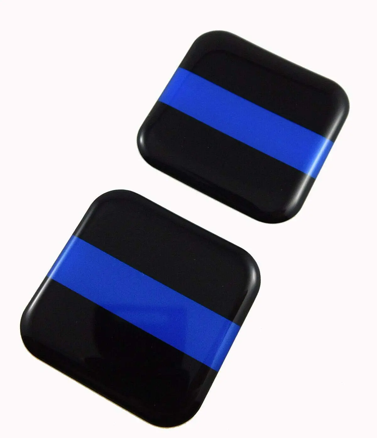 Police Thin Blue Line Flag Square Domed Decal Car Bike Gel Stickers 1.5" 2Pc 1