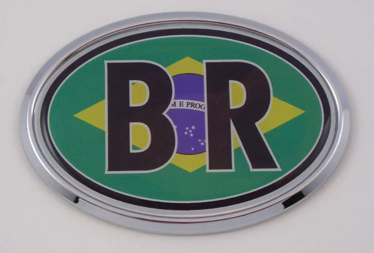 Brazil Br Car Chrome Emblem Bumper Sticker Flag Decal Oval 1