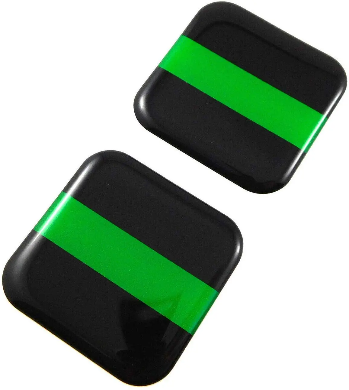 Green Line Park Ranger Flag Square Domed Decal Car Bike Gel Stickers 1.5" 2Pc 1