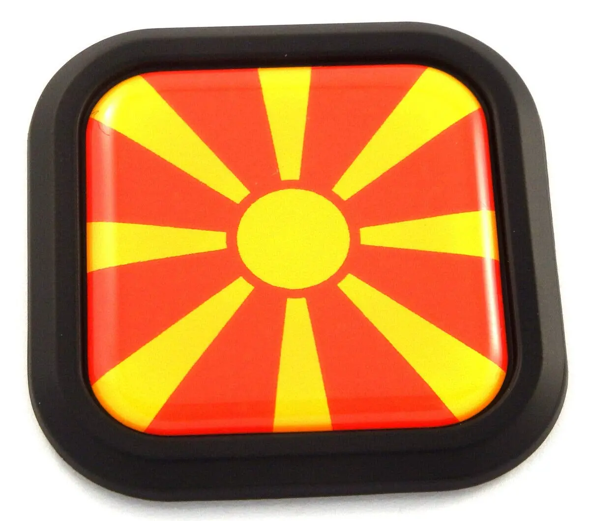 Macedonia Flag Square Black Rim Emblem Car 3D Decal Badge Hood Bumper Sticker 2" 1