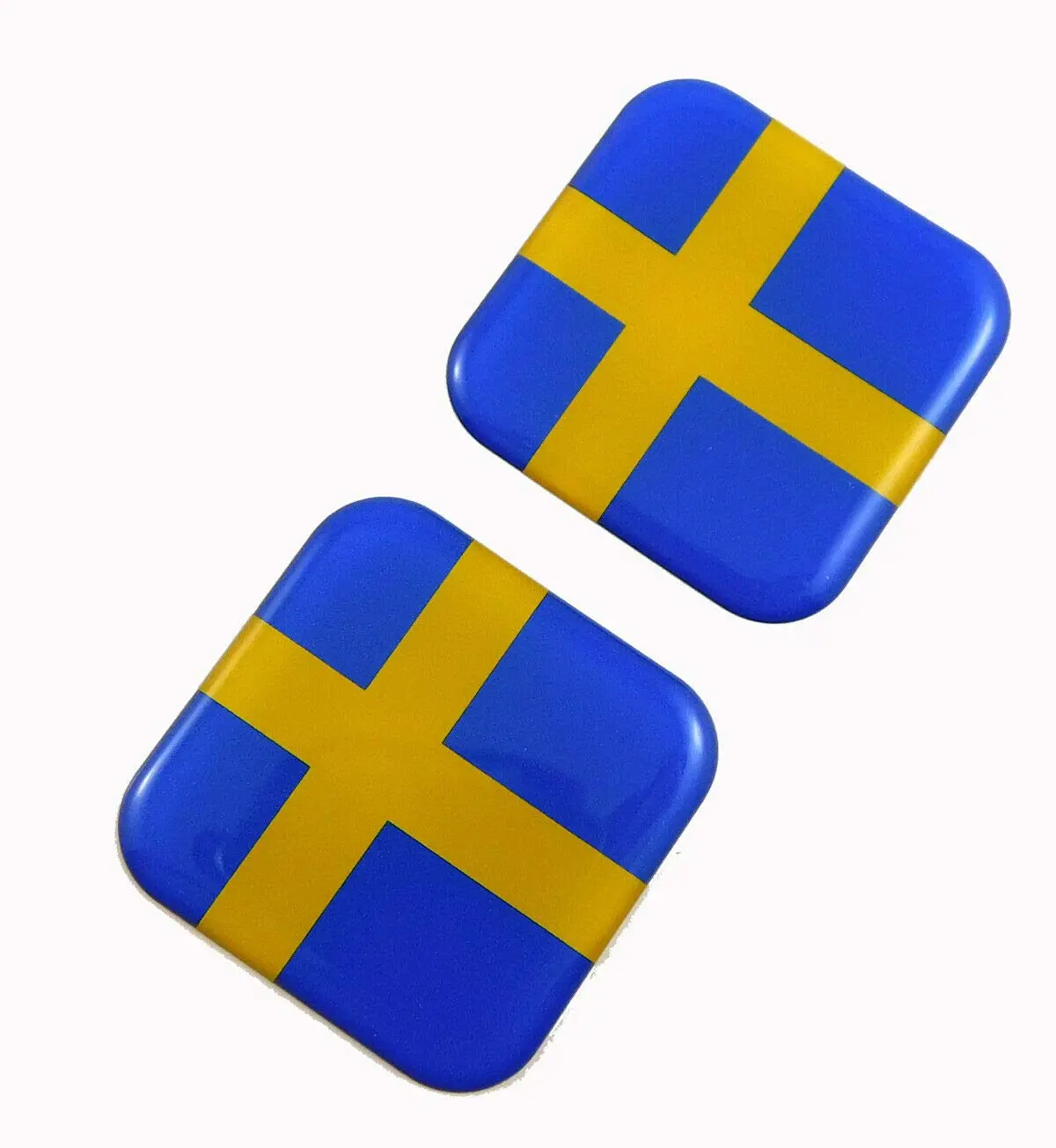Sweden Swedish Flag Square Domed Decal Car Bike Gel Stickers 1.5" 2Pc 1