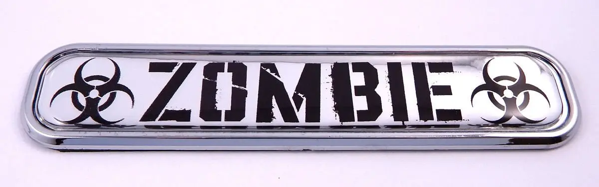 Zombie Flag Chrome Emblem 3D Auto Decal Sticker Car Bike Boat 5.3" 1