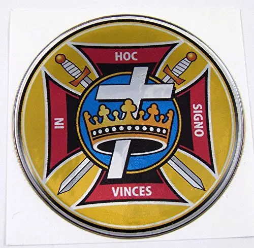 Knights Templar Masonic Emblem Domed Decal On Chrome Bike Motorcycle Car 62Mm 1