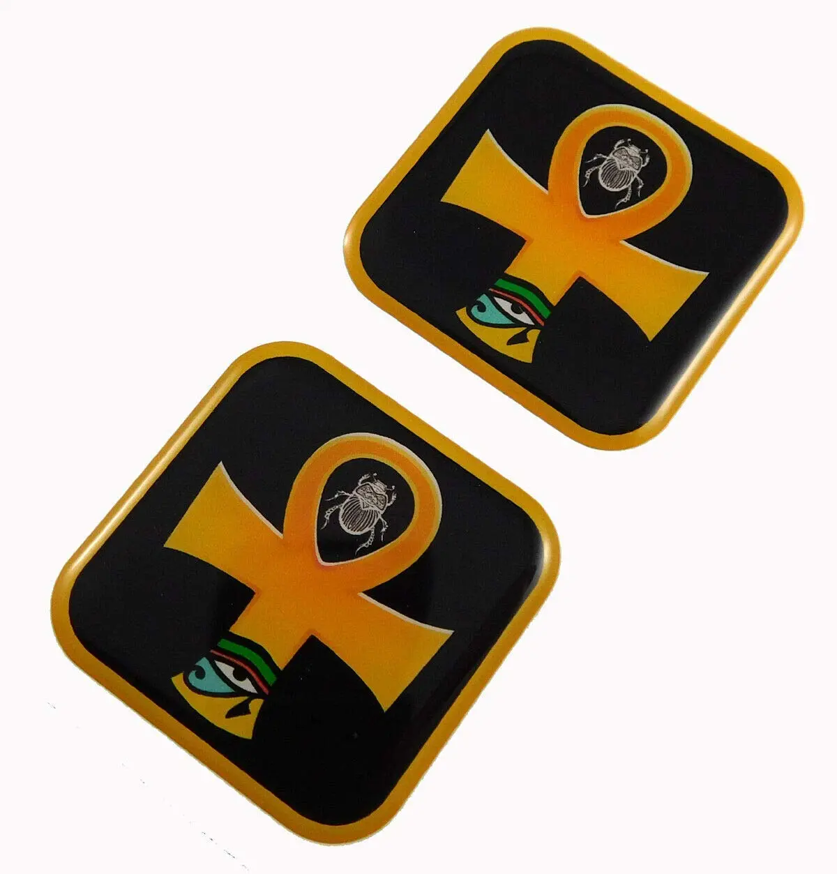 Akhn Egypt Simbol Square Domed Decal Emblem Car Biker Gel Stickers 1.5" 2Pc. 1