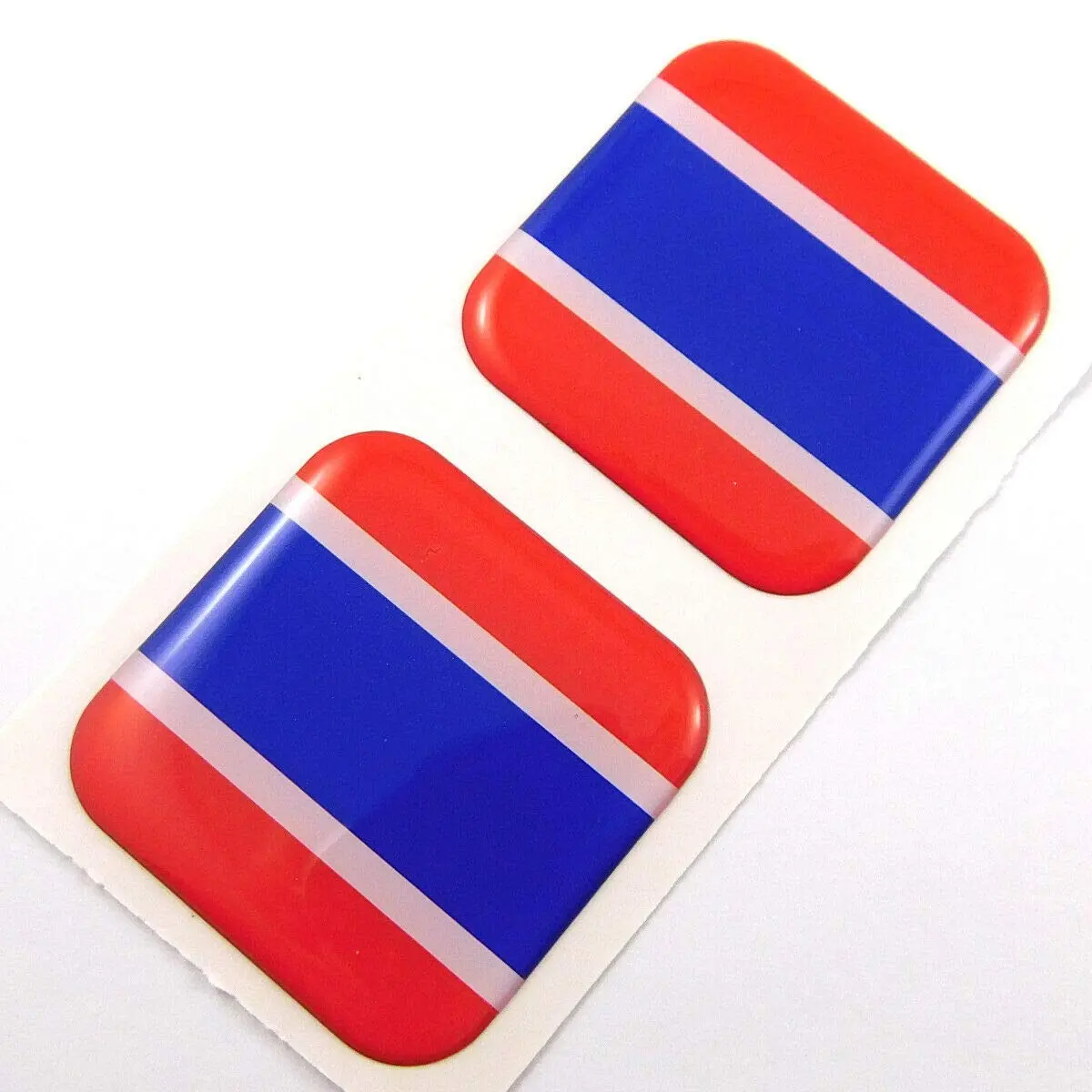 Thailand Flag Square Domed Decal Car Bike Gel Stickers 1.5" 2Pc 1