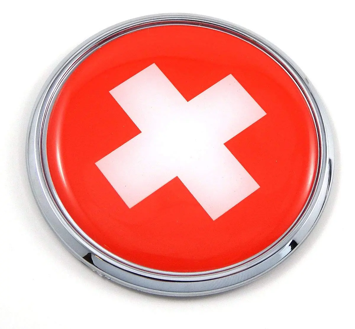Swiss Switzerland Flag 2.75" Car Chrome Round Emblem Decal 3D Sticker Badge 1