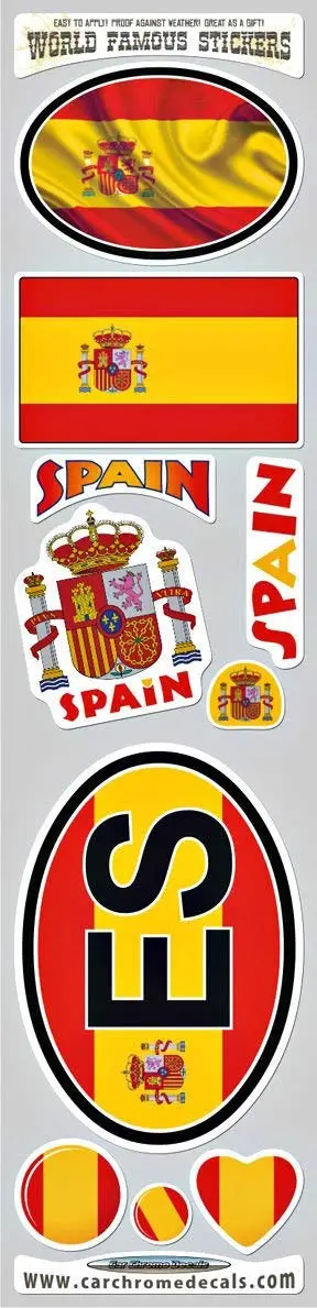 Spain 10 Stickers Set Spanish Flag Decals Bumper Stiker Car Auto Bike Laptop 1